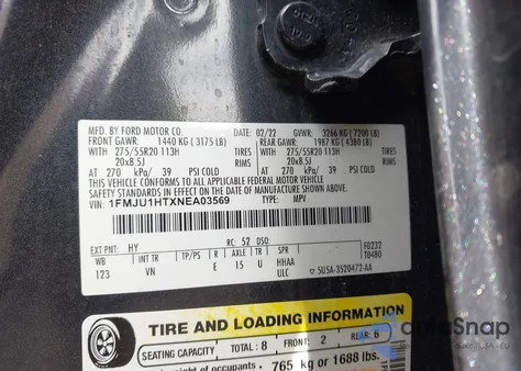 2022 Ford Expedition Xlt from USA, damaged, VIN 1FMJU1HTXNEA03569